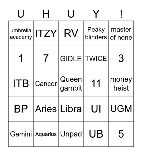 PUNYA RENDRA Bingo Card