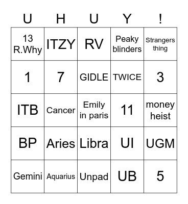 PUNYA RENDRA Bingo Card