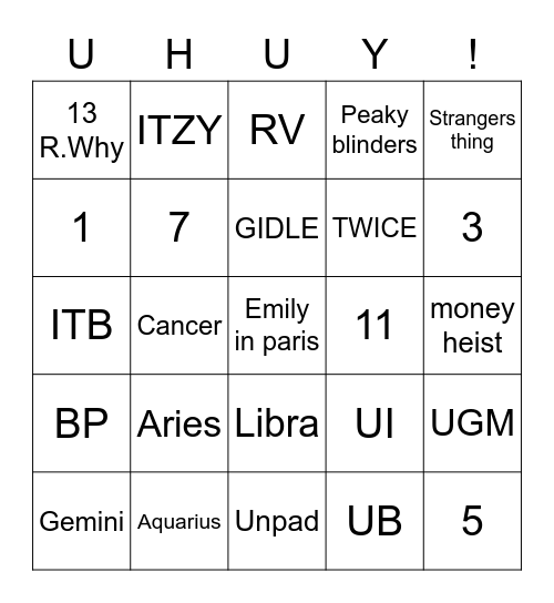 PUNYA RENDRA Bingo Card