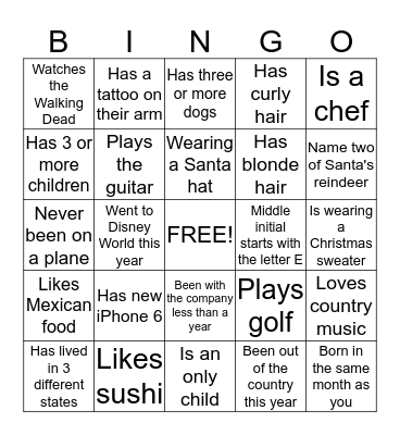 US FOODS BINGO FUN Bingo Card
