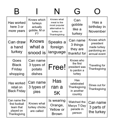 Inteserra Thanskgiving Bingo Card