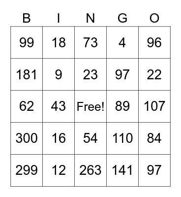 St. Mary’s Bingo Card