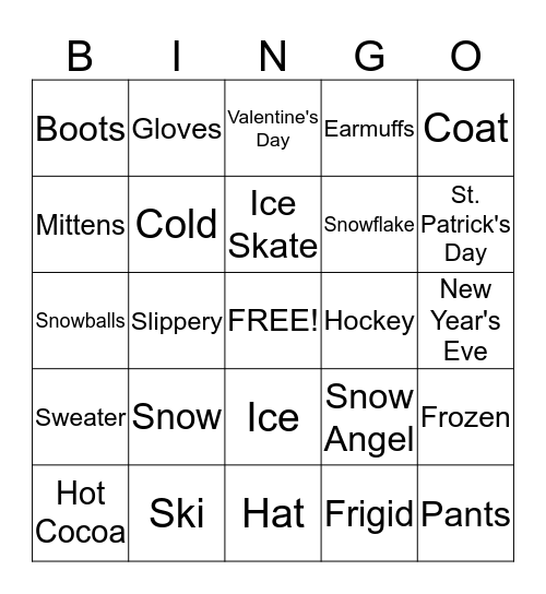 Winter  Bingo Card