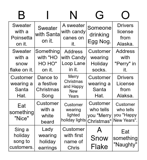 DOL Christmas Bingo Card