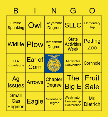 UDA FFA Bingo Card