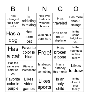 Find Someone Who... Bingo Card