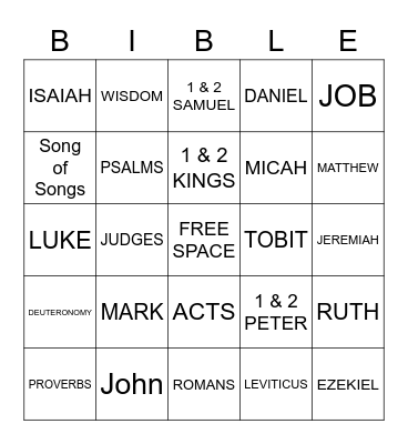 Books of the Bible Bingo Card