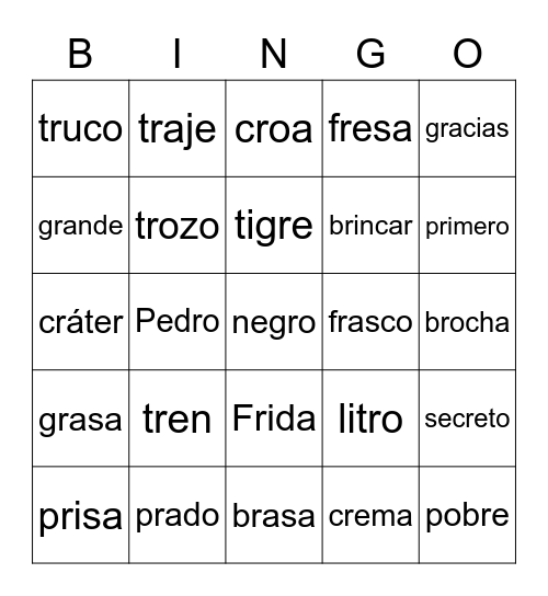 Combinaciones con R Bingo Card
