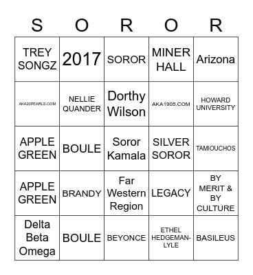 AKA BINGO Card