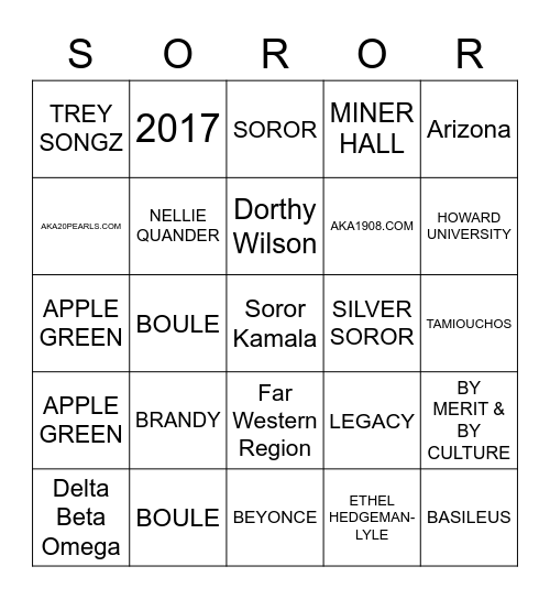 AKA BINGO Card