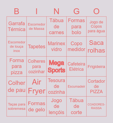 CHÁ DE CASA NOVA DA JÉ ! Bingo Card