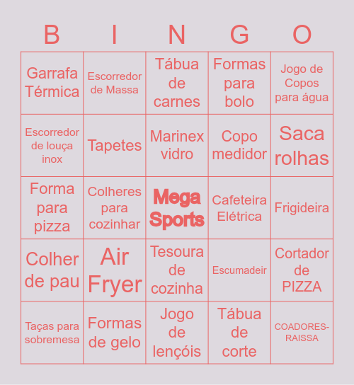 CHÁ DE CASA NOVA DA JÉ ! Bingo Card