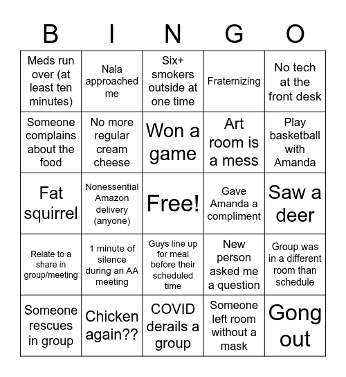Hazelden Bingo Card