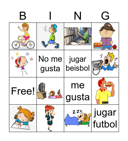 Que te gusta hacer? Bingo Card