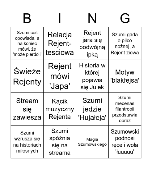 Rejent i Szumowski w domu na streamie Bingo Card