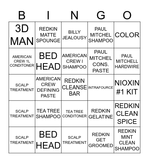 STYLIST PRODUCT BINGO!! Bingo Card