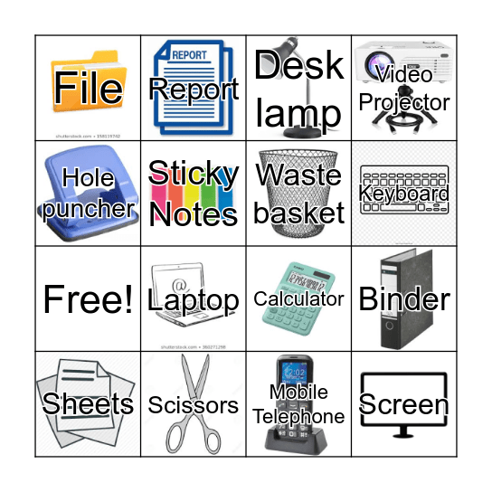 Office Supplies Bingo Card