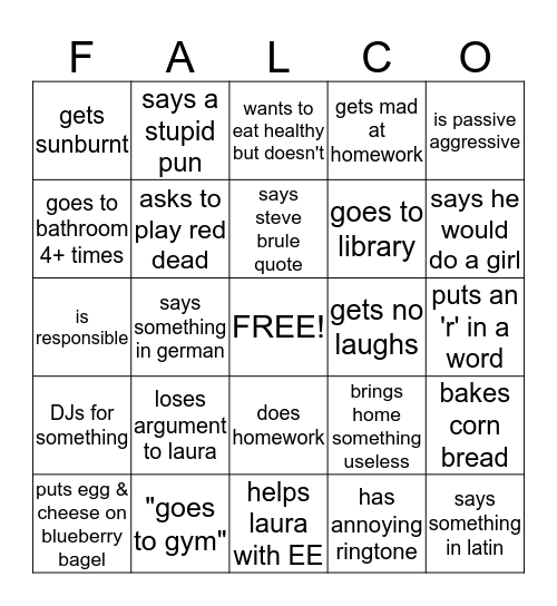 Falco Bingo Card