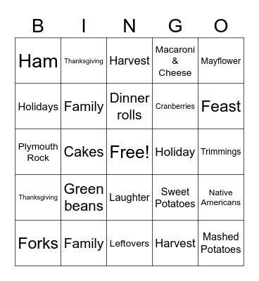 Thanksgiving Bingo Card
