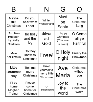 Christmas at Andrews Center Bingo Card