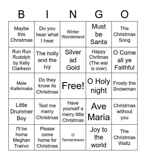 Christmas at Andrews Center Bingo Card