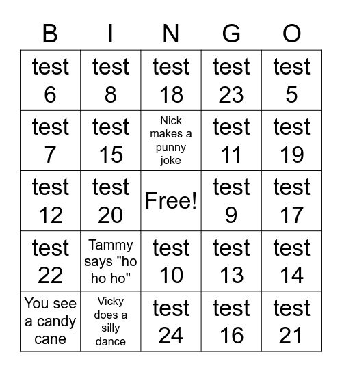 DS Holiday Party Bingo Game Bingo Card