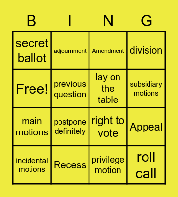 Parli Pro Bingo Card