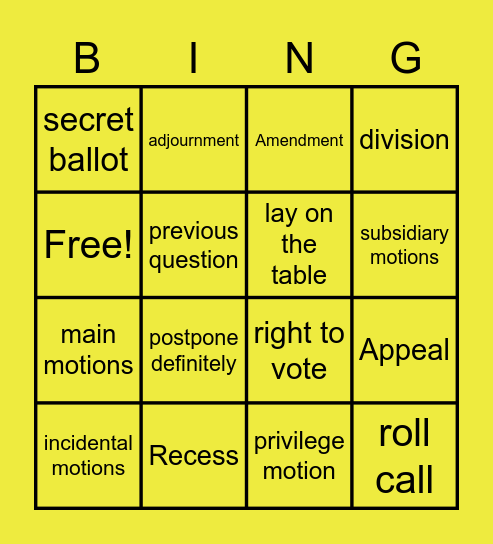 Parli Pro Bingo Card