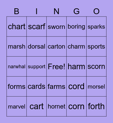 or & ar Bingo Card