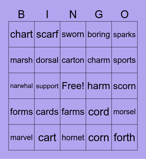 or & ar Bingo Card