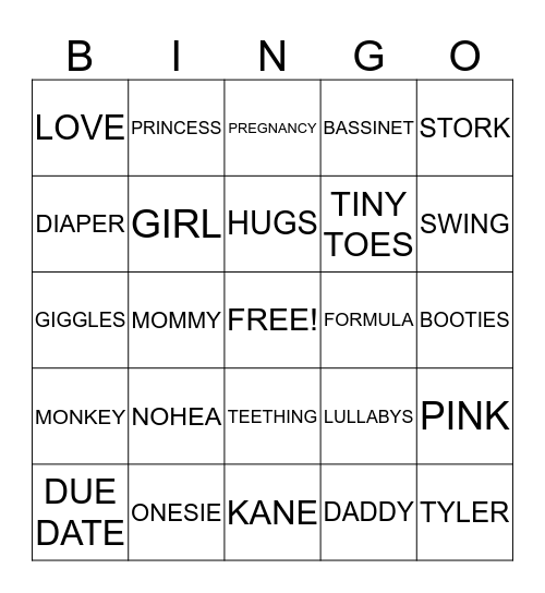 BABY SHOWER BINGO Card
