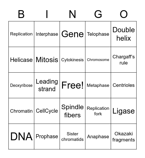 Vocab Bingo Card