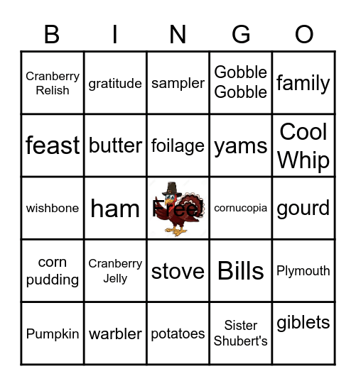 Thanksgiving Family Bingo Card