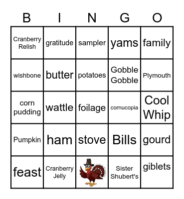 Thanksgiving Family Bingo Card