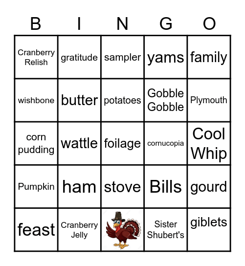 Thanksgiving Family Bingo Card