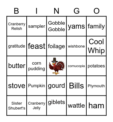 Thanksgiving Family Bingo Card