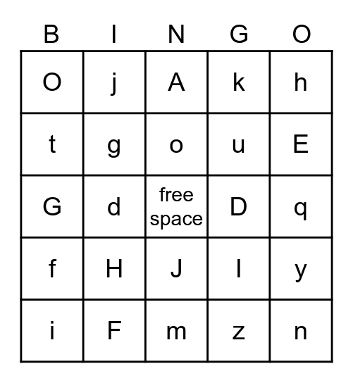 ABC Bingo Card