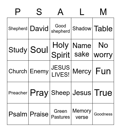 Psalm Bingo Card