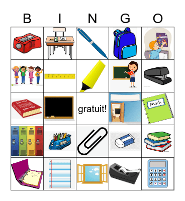 Vocabulaire Bingo Card