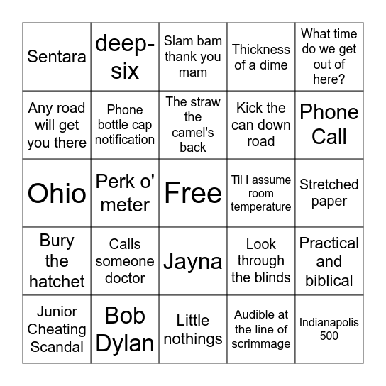 Constitutional Bingo Card