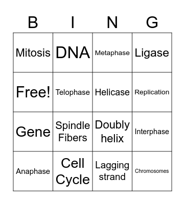 Biology Vocab BINGO Card
