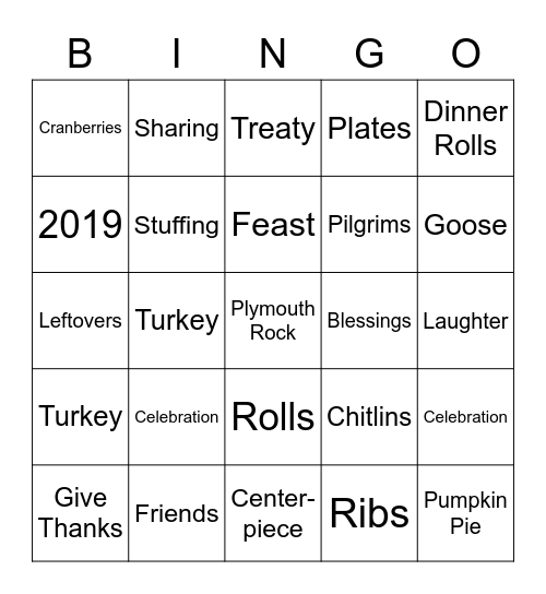 Thanksgiving Bingo Card