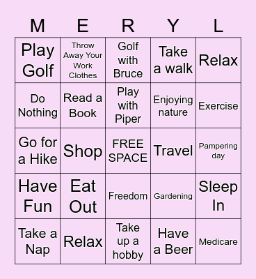 MERYL'S RETIREMENT Bingo Card