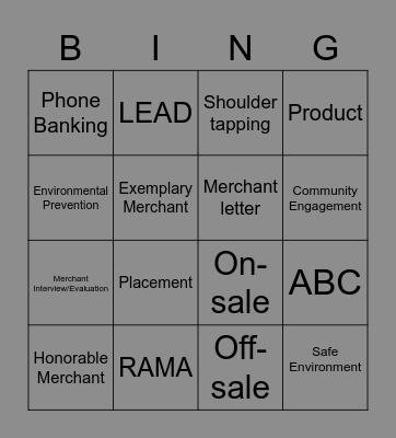 RAMA lingo Bingo Card