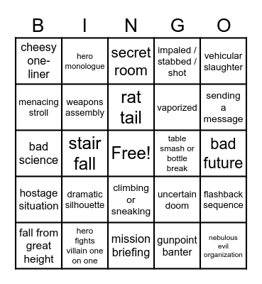 B-Movie Bingo Card