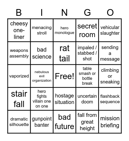 B-Movie Bingo Card