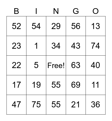 Mrs. Broz Bingo Card