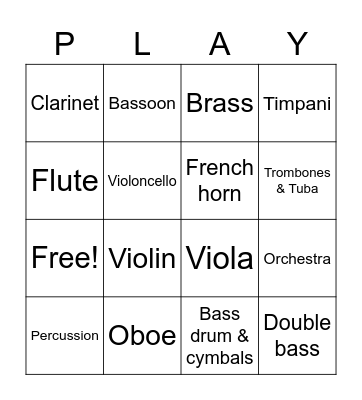 Instrument Bingo Card