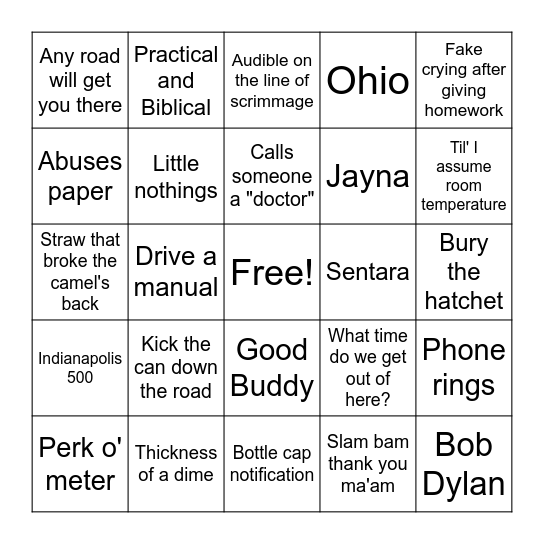 Constitution Bingo Card