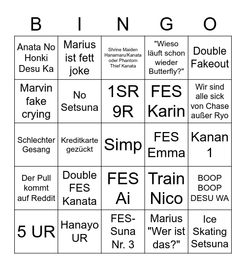 Ryos Fessuna Spark Bingo Card